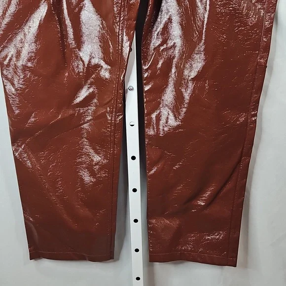 Abercrombie & Fitch Brown Vegan Leather 90's Straight High Rise Pants Size 35/20 - Picture 4 of 8